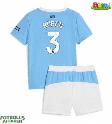 Manchester City Ruben Dias #3 Hemmaställ Barn 2025-26 Kortärmad (+ Korta byxor)